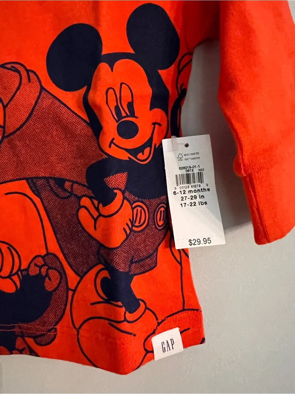 NWT BabyGAP Disney Mickey & Friends Long Sleeve T-Shirt Size 6-12 Months